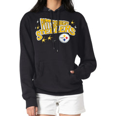 Pittsburgh Steelers Starter Women's Fireworks Fleece Pullover Hoodie - Black - NFL