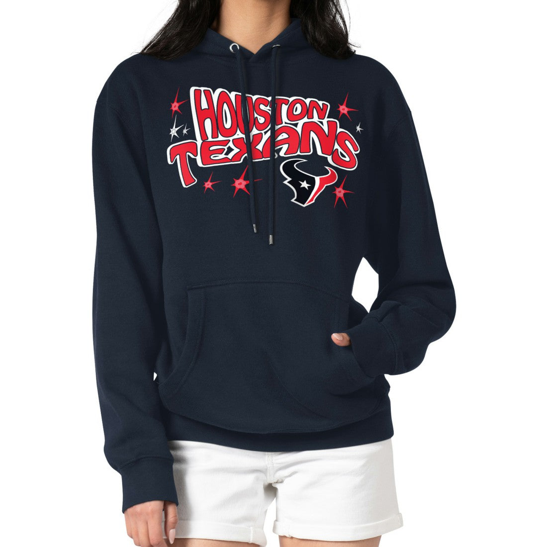 Houston Texans Starter Women's Fireworks Fleece Pullover Hoodie - Navy - NFL