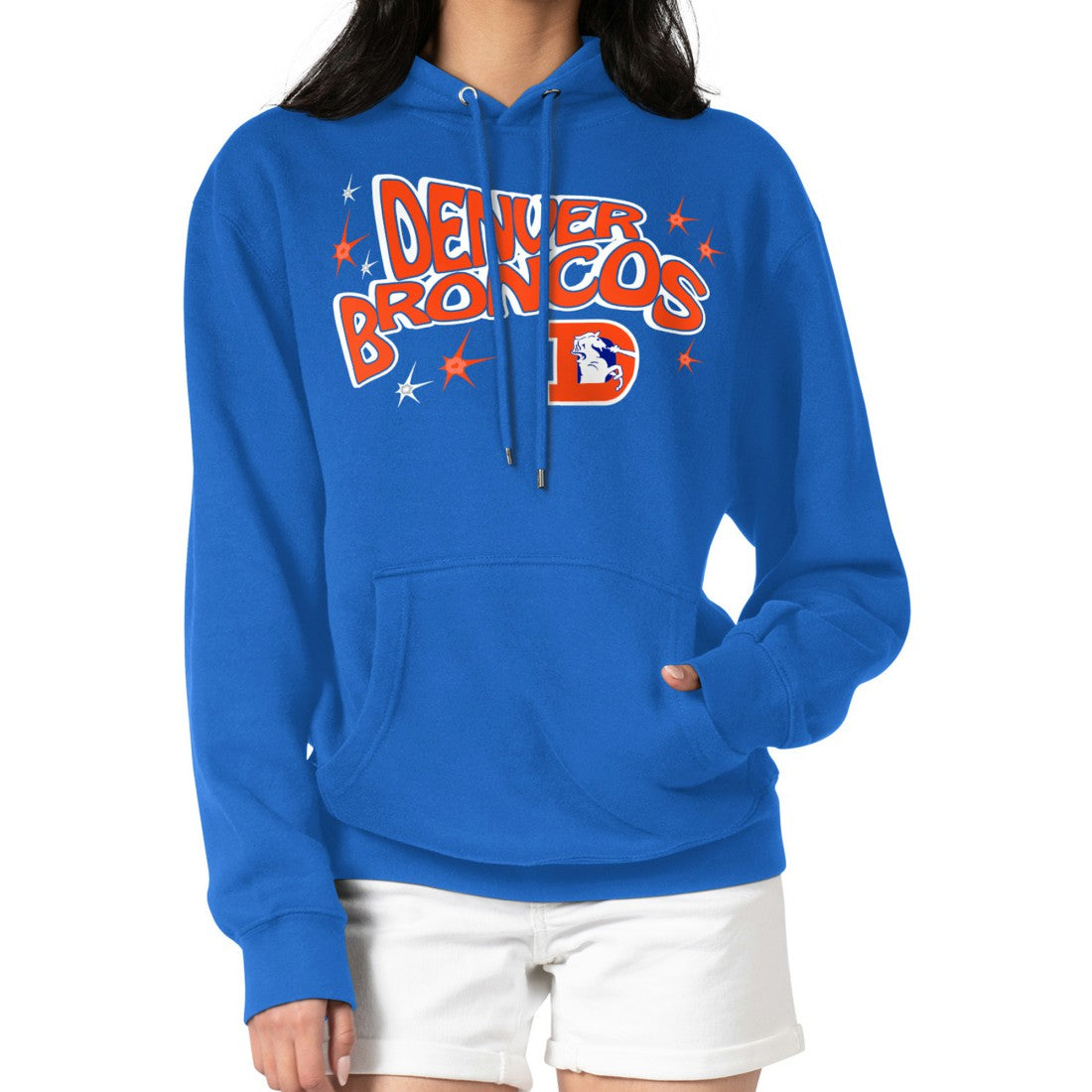 Denver Broncos Starter Women's Fireworks Fleece Pullover Hoodie - Royal - NFL