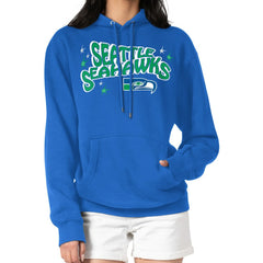 Seattle Seahawks Starter Women's Fireworks Fleece Pullover Hoodie - Royal - NFL