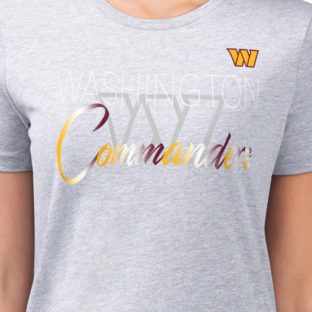 Washington Commanders G-III 4Her by Carl Banks Women's Super-Slim Fit Lightweight Shadow Logo T-Shirt - Gray - NFL