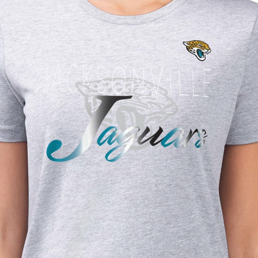 Jacksonville Jaguars G-III 4Her by Carl Banks Women's Super-Slim Fit Lightweight Shadow Logo T-Shirt - Gray - NFL