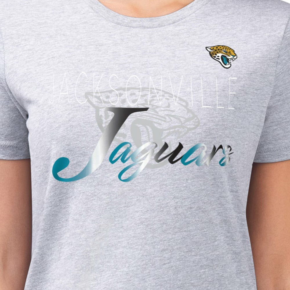 Jacksonville Jaguars G-III 4Her by Carl Banks Women's Super-Slim Fit Lightweight Shadow Logo T-Shirt - Gray - NFL