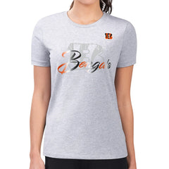 Cincinnati Bengals G-III 4Her by Carl Banks Women's Super-Slim Fit Lightweight Shadow Logo T-Shirt - Gray - NFL