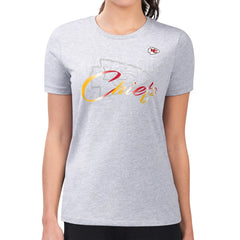 Kansas City Chiefs G-III 4Her by Carl Banks Women's Super-Slim Fit Lightweight Shadow Logo T-Shirt - Gray - NFL