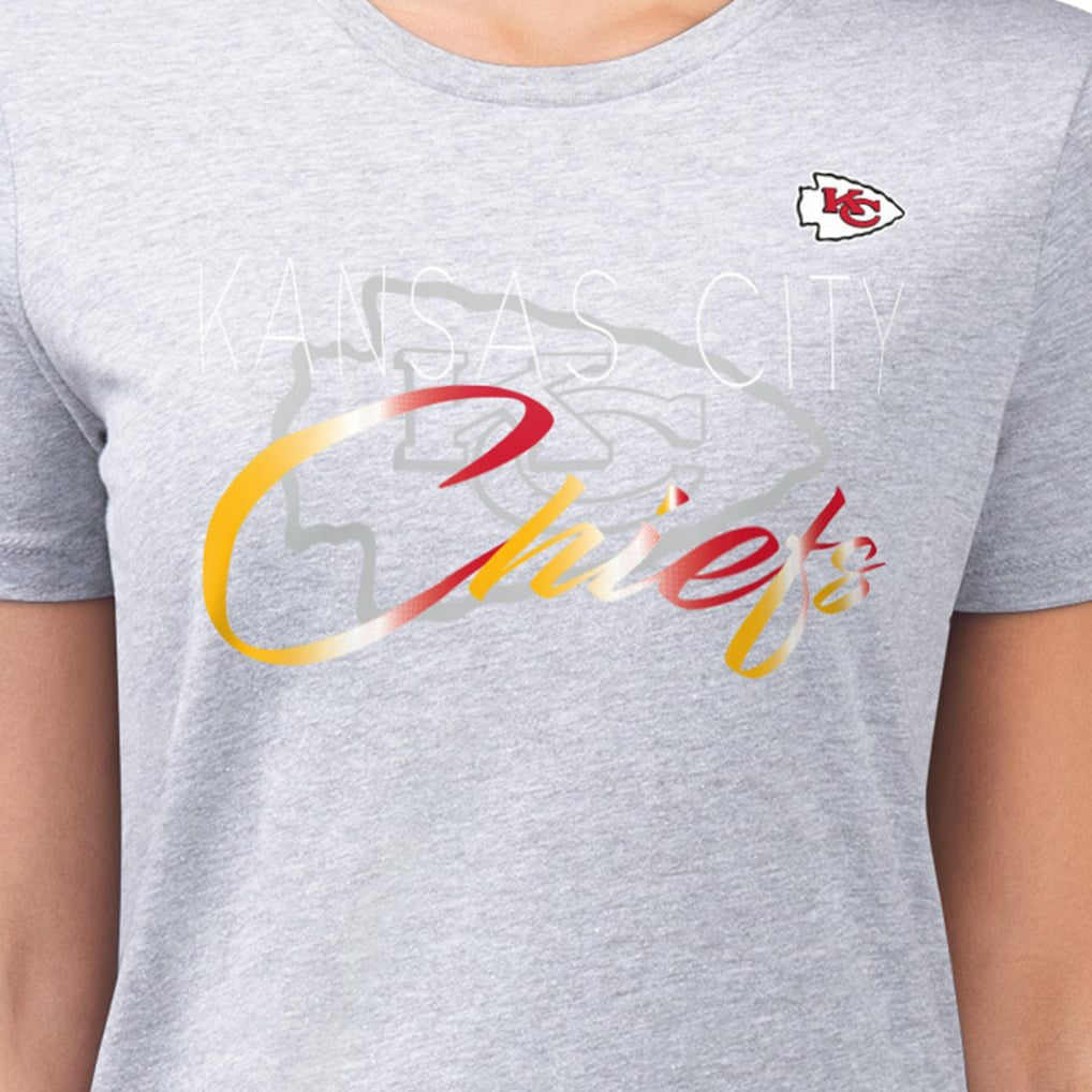Kansas City Chiefs G-III 4Her by Carl Banks Women's Super-Slim Fit Lightweight Shadow Logo T-Shirt - Gray - NFL