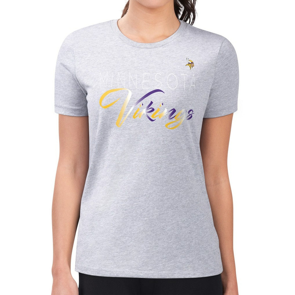 Minnesota Vikings G-III 4Her by Carl Banks Women's Super-Slim Fit Lightweight Shadow Logo T-Shirt - Gray - NFL