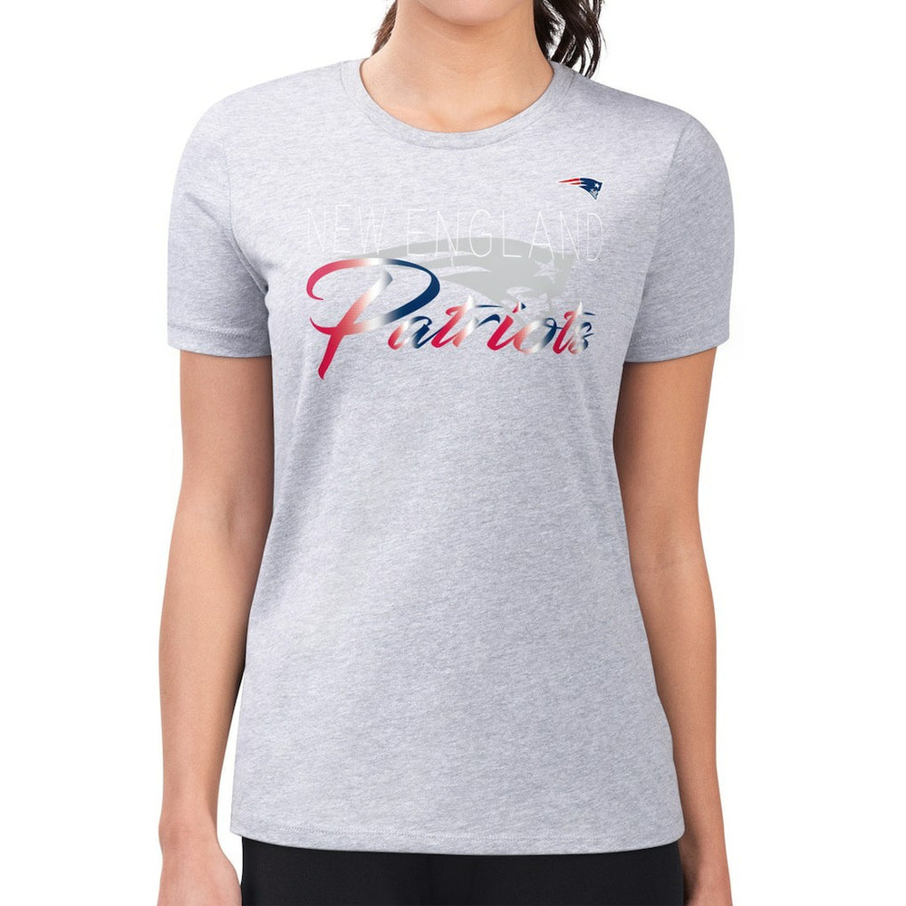 New England Patriots G-III 4Her by Carl Banks Women's Super-Slim Fit Lightweight Shadow Logo T-Shirt - Gray - NFL