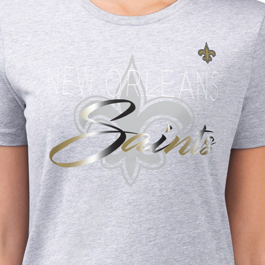 New Orleans Saints G-III 4Her by Carl Banks Women's Super-Slim Fit Lightweight Shadow Logo T-Shirt - Gray - NFL