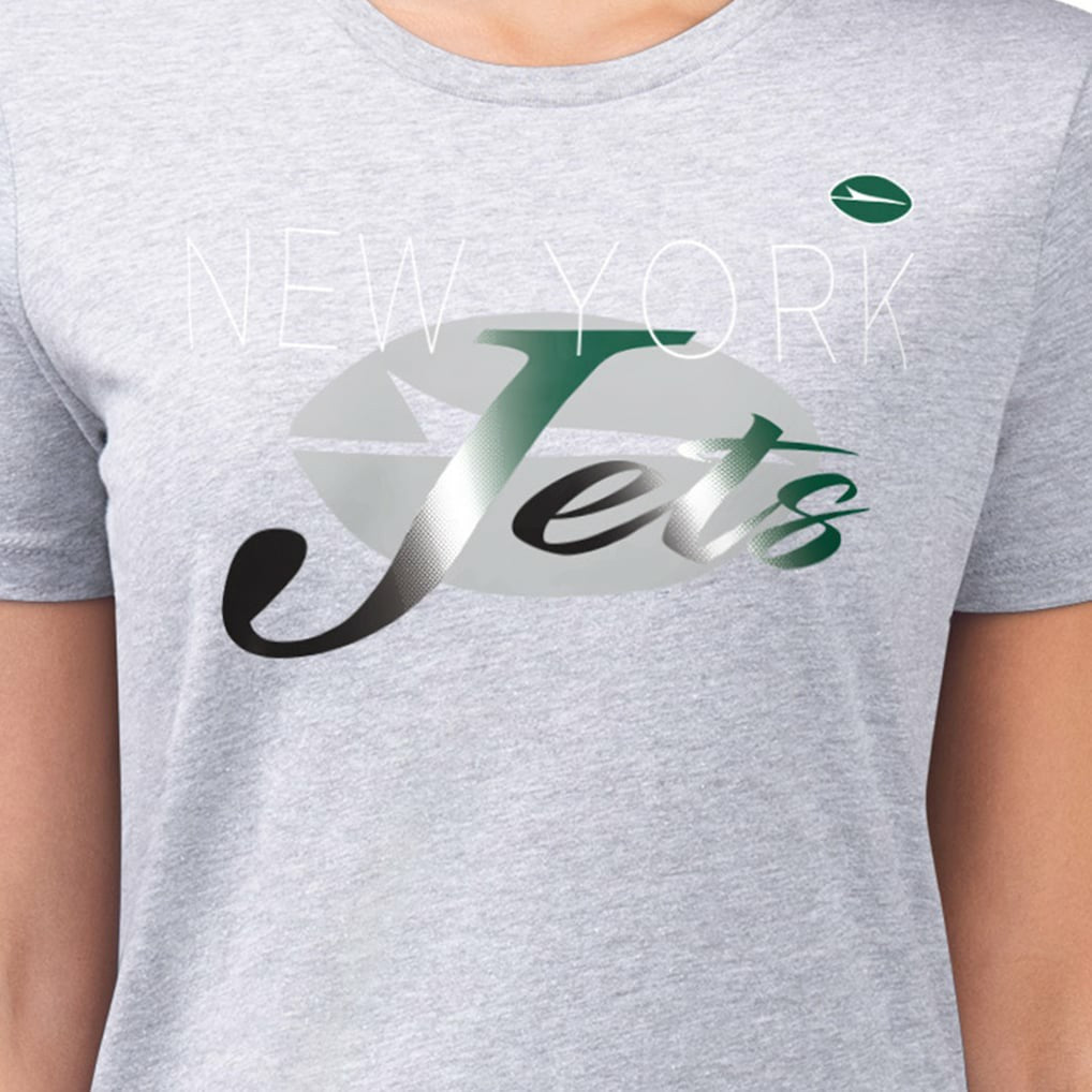 New York Jets G-III 4Her by Carl Banks Women's Super-Slim Fit Lightweight Shadow Logo T-Shirt - Gray - NFL