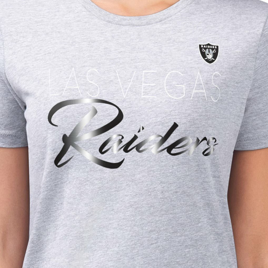 Las Vegas Raiders G-III 4Her by Carl Banks Women's Super-Slim Fit Lightweight Shadow Logo T-Shirt - Gray - NFL