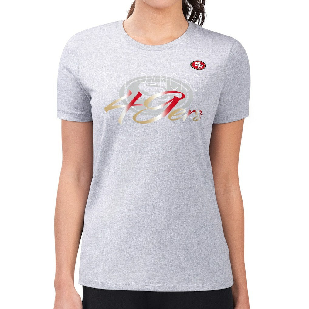 San Francisco 49ers G-III 4Her by Carl Banks Women's Super-Slim Fit Lightweight Shadow Logo T-Shirt - Gray - NFL