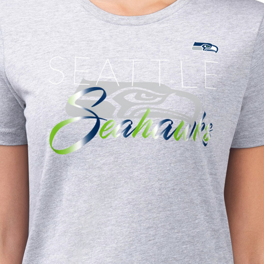 Seattle Seahawks G-III 4Her by Carl Banks Women's Super-Slim Fit Lightweight Shadow Logo T-Shirt - Gray - NFL