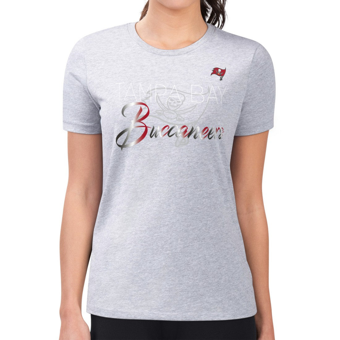 Tampa Bay Buccaneers G-III 4Her by Carl Banks Women's Super-Slim Fit Lightweight Shadow Logo T-Shirt - Gray - NFL