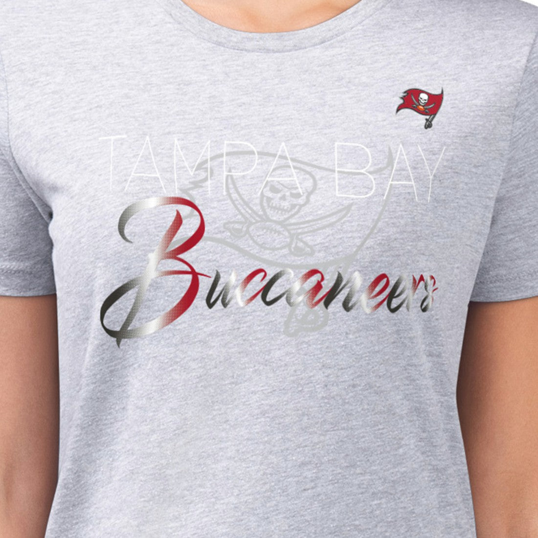 Tampa Bay Buccaneers G-III 4Her by Carl Banks Women's Super-Slim Fit Lightweight Shadow Logo T-Shirt - Gray - NFL