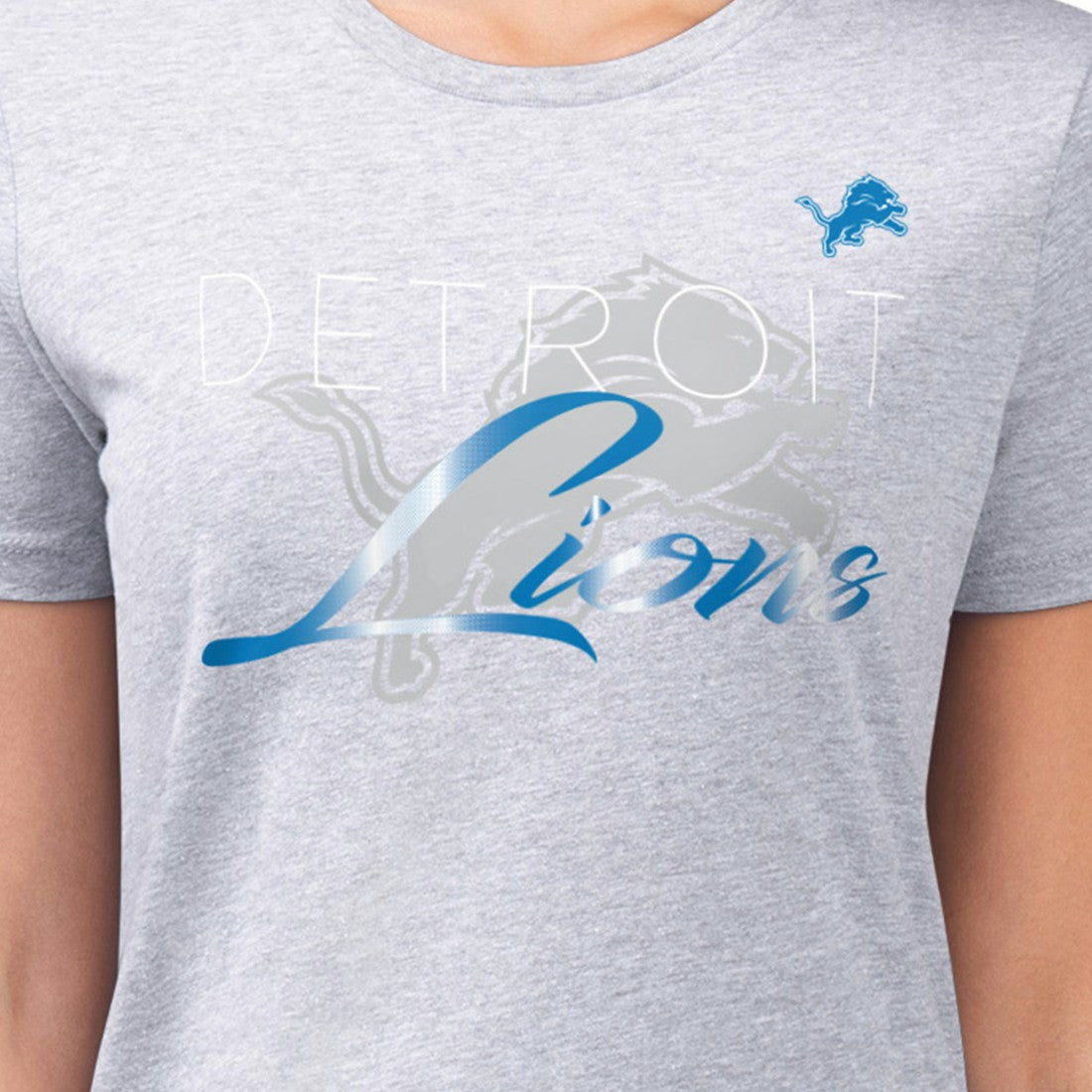 Detroit Lions G-III 4Her by Carl Banks Women's Super-Slim Fit Lightweight Shadow Logo T-Shirt - Gray - NFL
