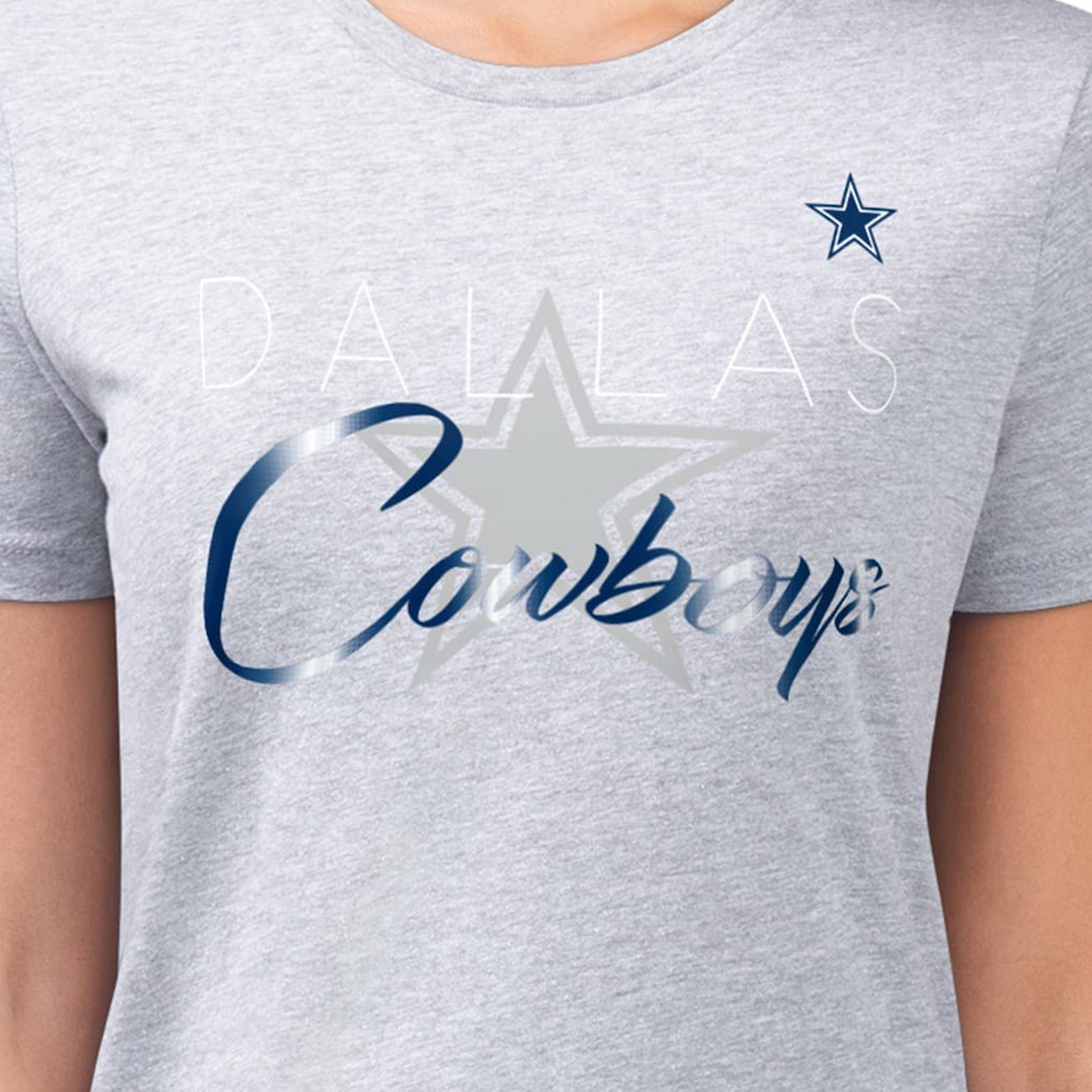 Dallas Cowboys G-III 4Her by Carl Banks Women's Super-Slim Fit Lightweight Shadow Logo T-Shirt - Gray - NFL
