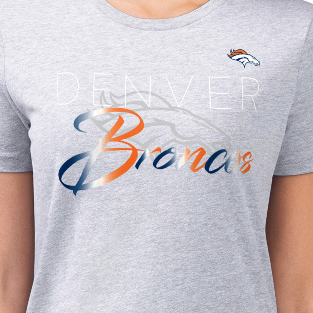 Denver Broncos G-III 4Her by Carl Banks Women's Super-Slim Fit Lightweight Shadow Logo T-Shirt - Gray - NFL
