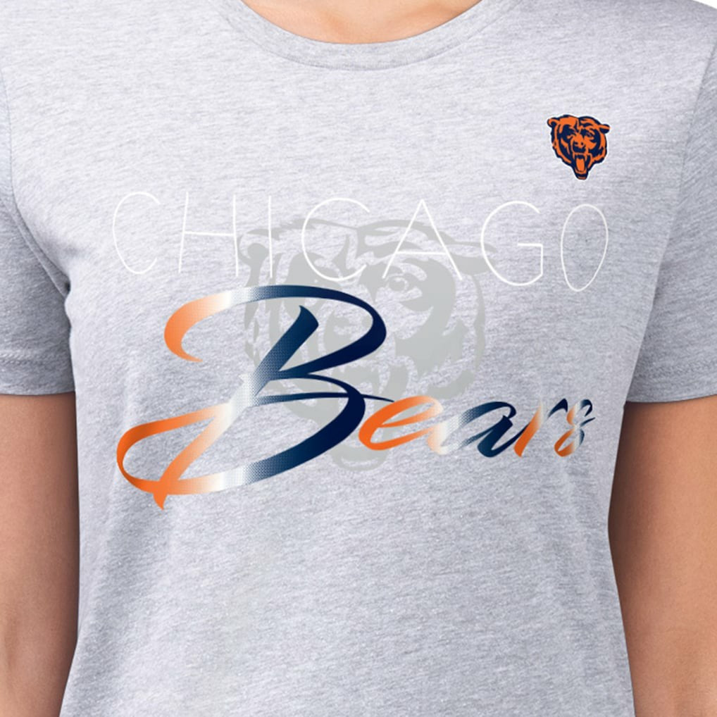 Chicago Bears G-III 4Her by Carl Banks Women's Super-Slim Fit Lightweight Shadow Logo T-Shirt - Gray - NFL