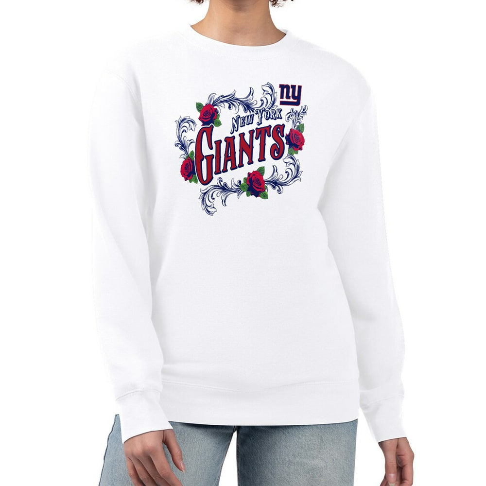 New York Giants G-III 4Her by Carl Banks Women's Roses Fleece Tri-Blend Pullover Sweatshirt - White - NFL