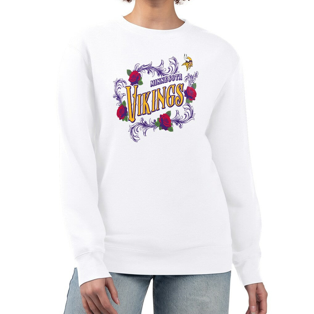 Minnesota Vikings G-III 4Her by Carl Banks Women's Roses Fleece Tri-Blend Pullover Sweatshirt - White - NFL