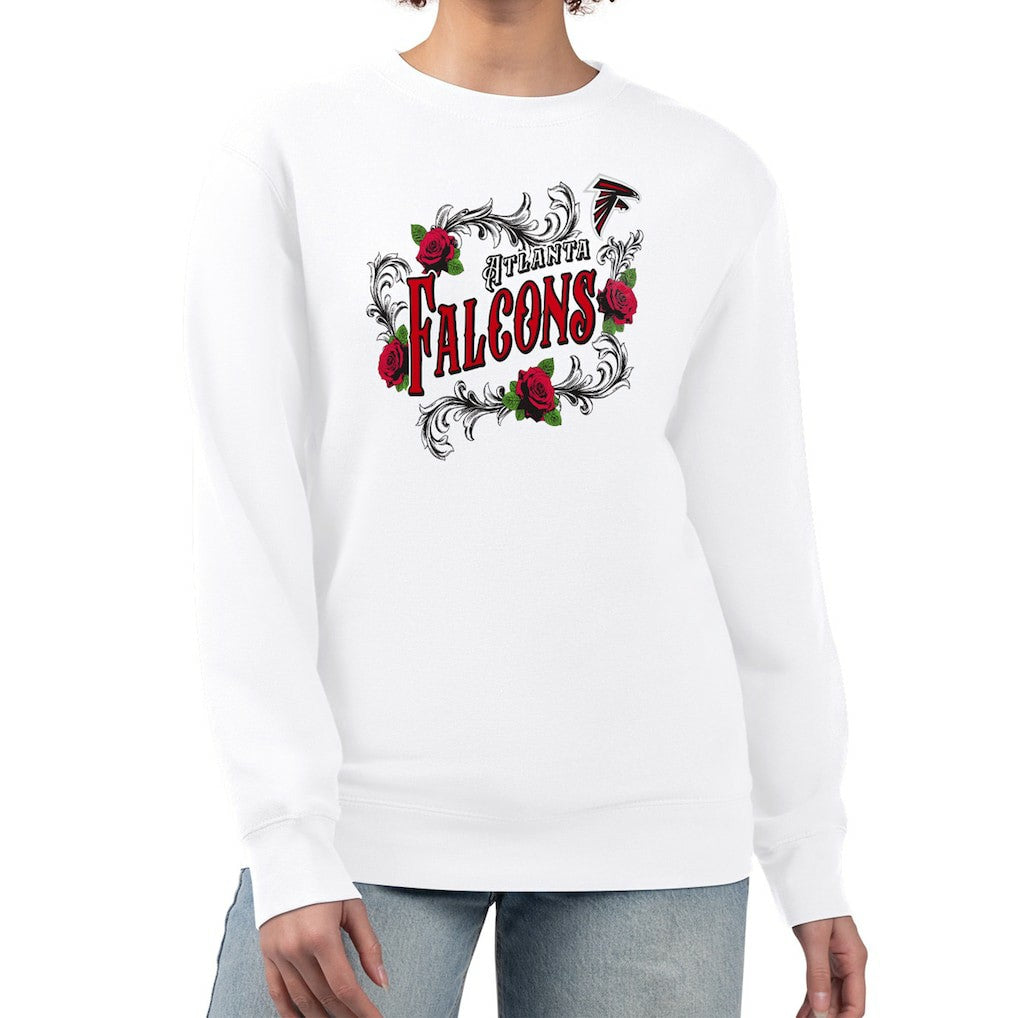 Atlanta Falcons G-III 4Her by Carl Banks Women's Roses Fleece Tri-Blend Pullover Sweatshirt - White - NFL