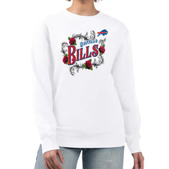 Buffalo Bills G-III 4Her by Carl Banks Women's Roses Fleece Tri-Blend Pullover Sweatshirt - White - NFL