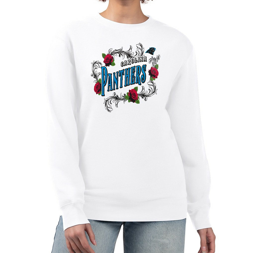 Carolina Panthers G-III 4Her by Carl Banks Women's Roses Fleece Tri-Blend Pullover Sweatshirt - White - NFL