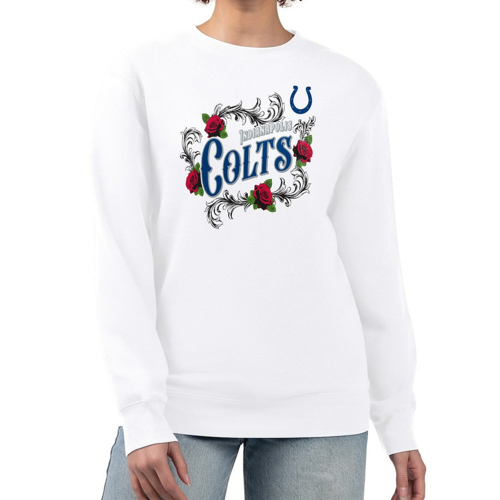 Indianapolis Colts G-III 4Her by Carl Banks Women's Roses Fleece Tri-Blend Pullover Sweatshirt - White - NFL