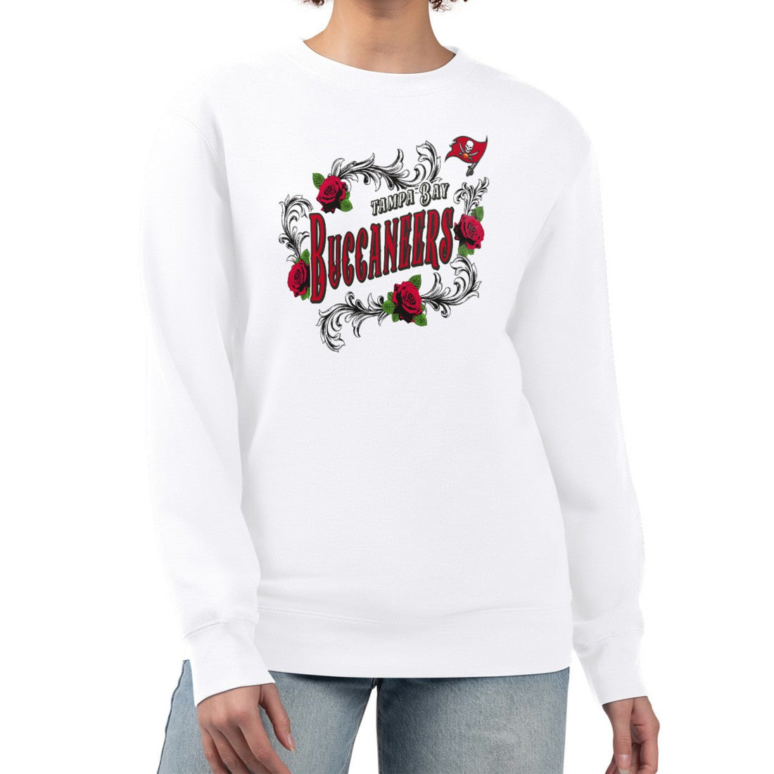 Tampa Bay Buccaneers G-III 4Her by Carl Banks Women's Roses Fleece Tri-Blend Pullover Sweatshirt - White - NFL