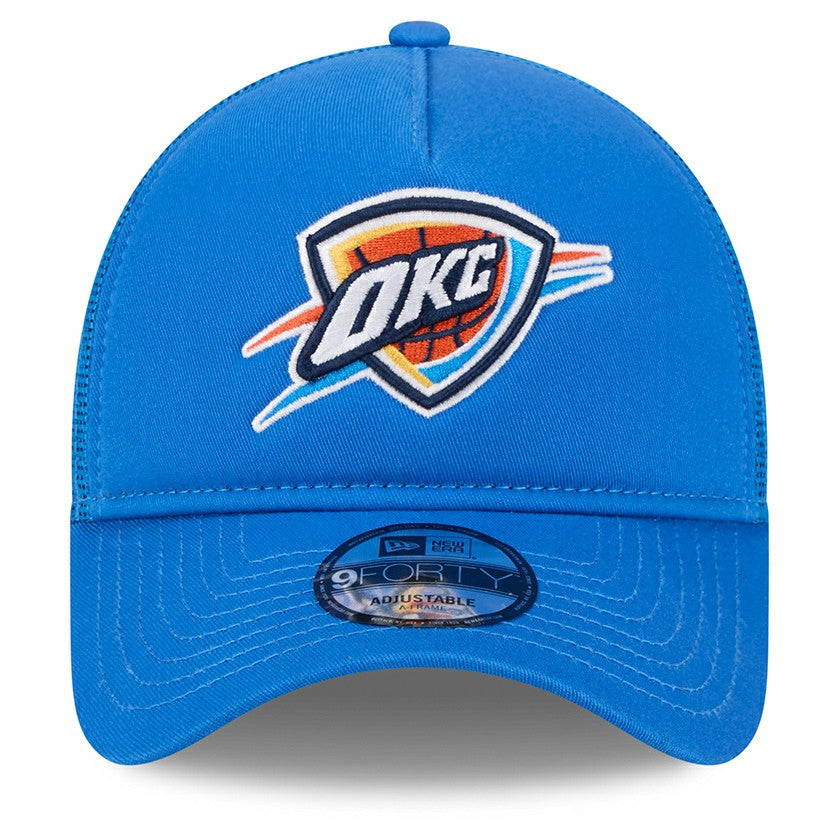 New Era Oklahoma City Thunder Core Logo Foam Front A-Frame 9FORTY Adjustable Trucker Hat Blue