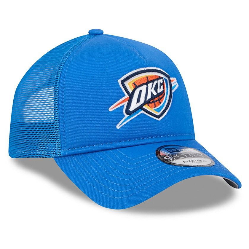 New Era Oklahoma City Thunder Core Logo Foam Front A-Frame 9FORTY Adjustable Trucker Hat Blue