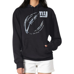 New York Giants G-III 4Her by Carl Banks Women's Metallic Print Football Sketch Fleece Pullover Hoodie - Black - NFL