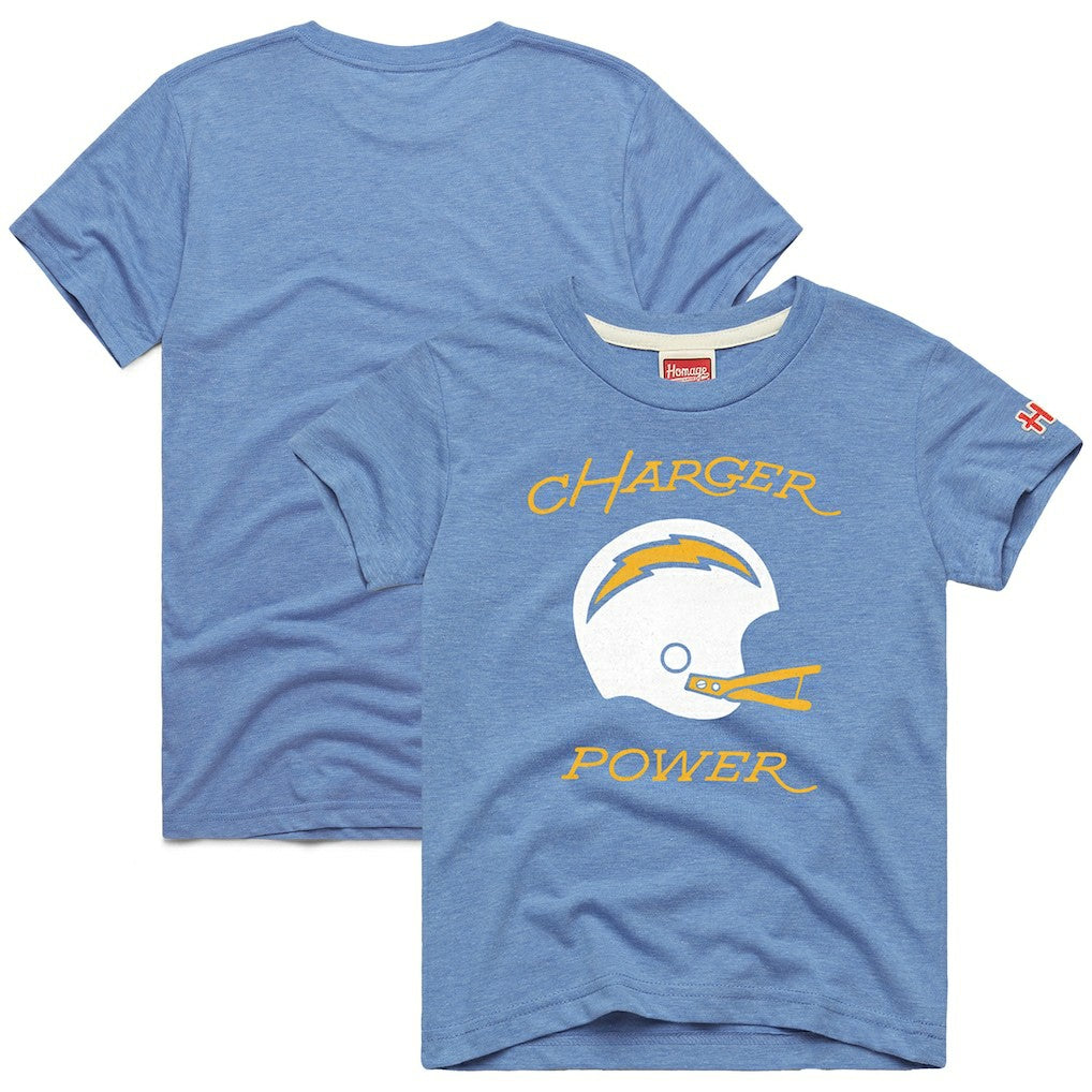 Los Angeles Chargers Homage Youth Charger Power Tri-Blend T-Shirt - Powder Blue - NFL