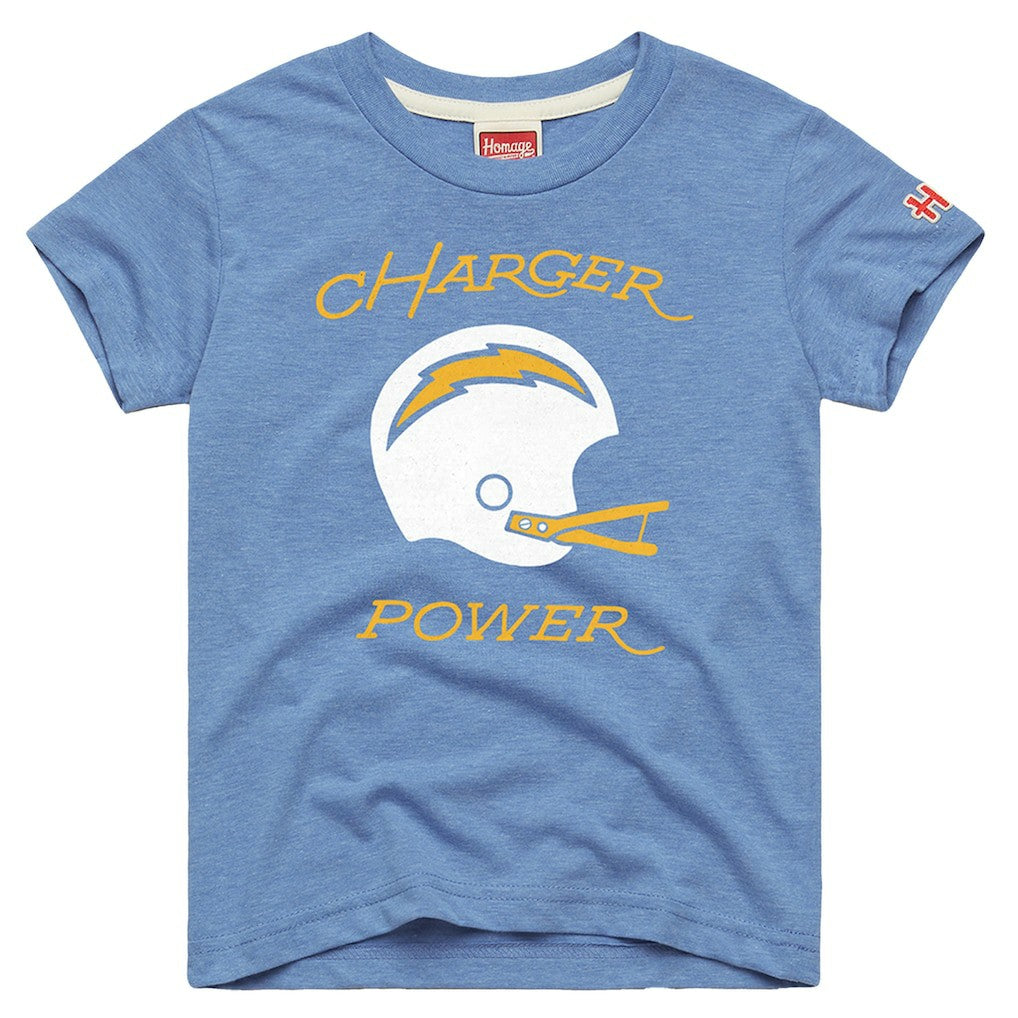 Los Angeles Chargers Homage Youth Charger Power Tri-Blend T-Shirt - Powder Blue - NFL