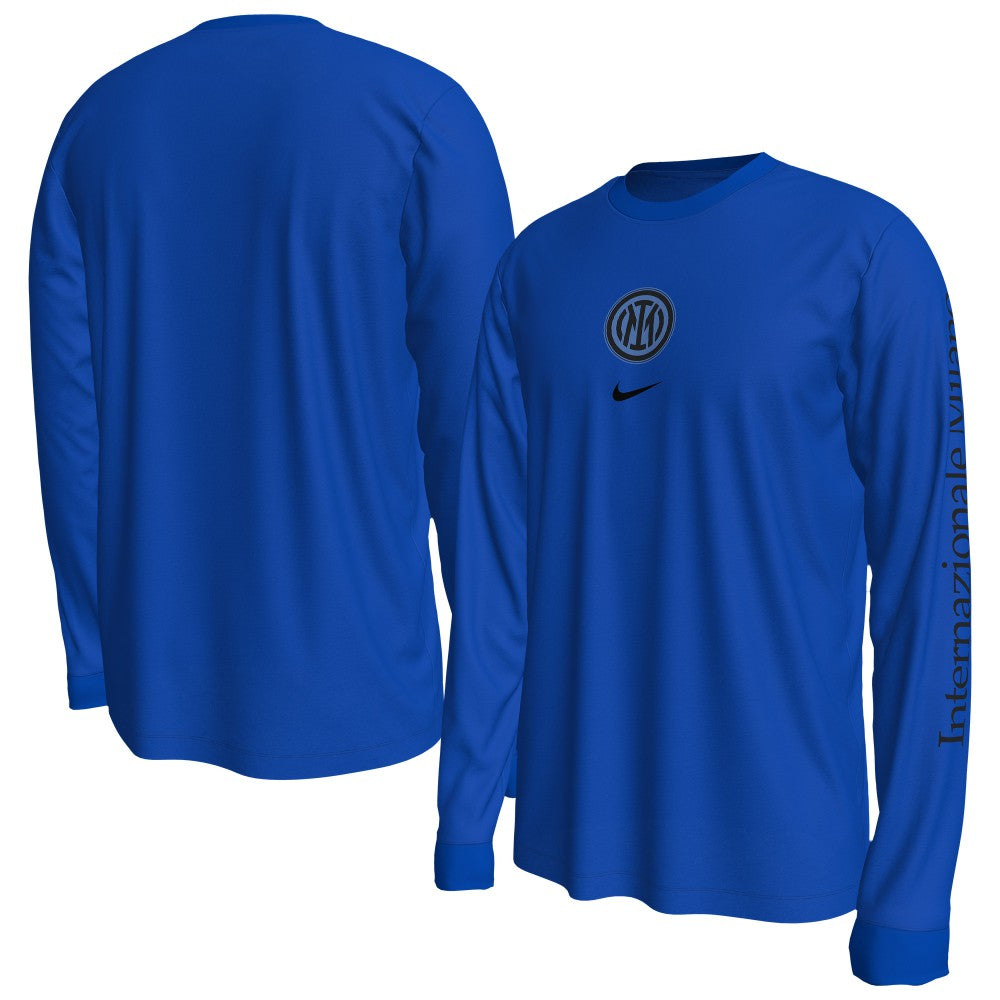 Nike - Inter Milan Wordmark Long Sleeve T-Shirt - Blue