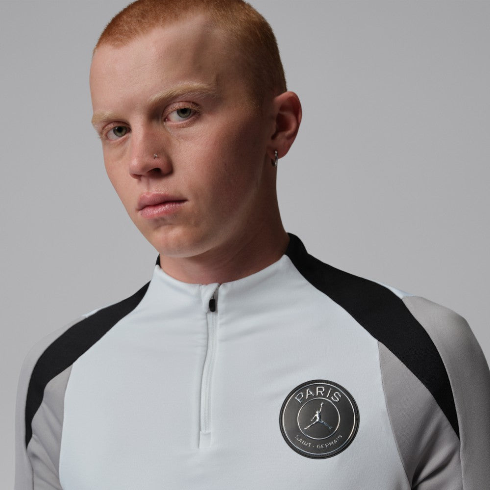 Jordan - Paris Saint-Germain Jordan Brand Men's Strike Drill Quarter-Zip Long Sleeve Dri-FIT Top - White