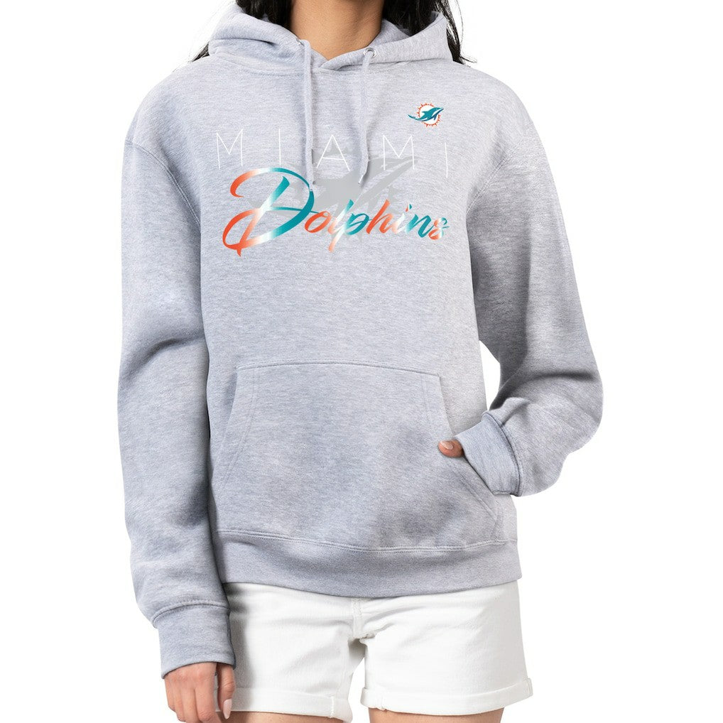Miami Dolphins G-III 4Her by Carl Banks Women's Shadow Logo Fleece Pullover Hoodie - Gray - NFL