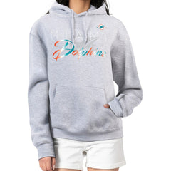 Miami Dolphins G-III 4Her by Carl Banks Women's Shadow Logo Fleece Pullover Hoodie - Gray - NFL