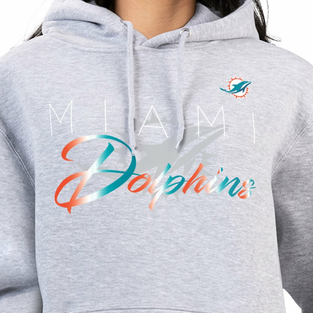 Miami Dolphins G-III 4Her by Carl Banks Women's Shadow Logo Fleece Pullover Hoodie - Gray - NFL