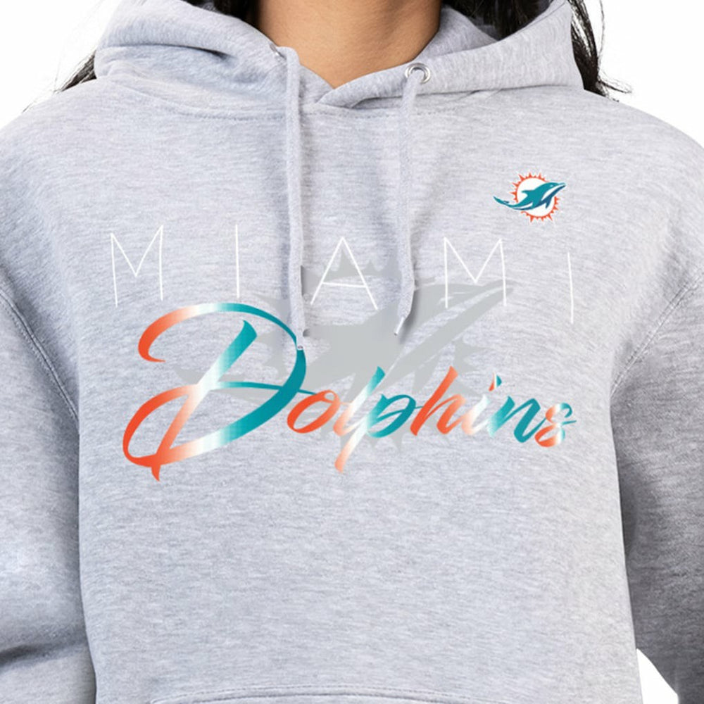 Miami Dolphins G-III 4Her by Carl Banks Women's Shadow Logo Fleece Pullover Hoodie - Gray - NFL