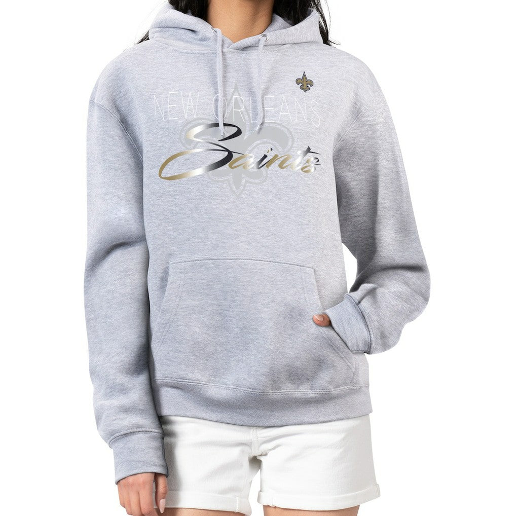 New Orleans Saints G-III 4Her by Carl Banks Women's Shadow Logo Fleece Pullover Hoodie - Gray - NFL