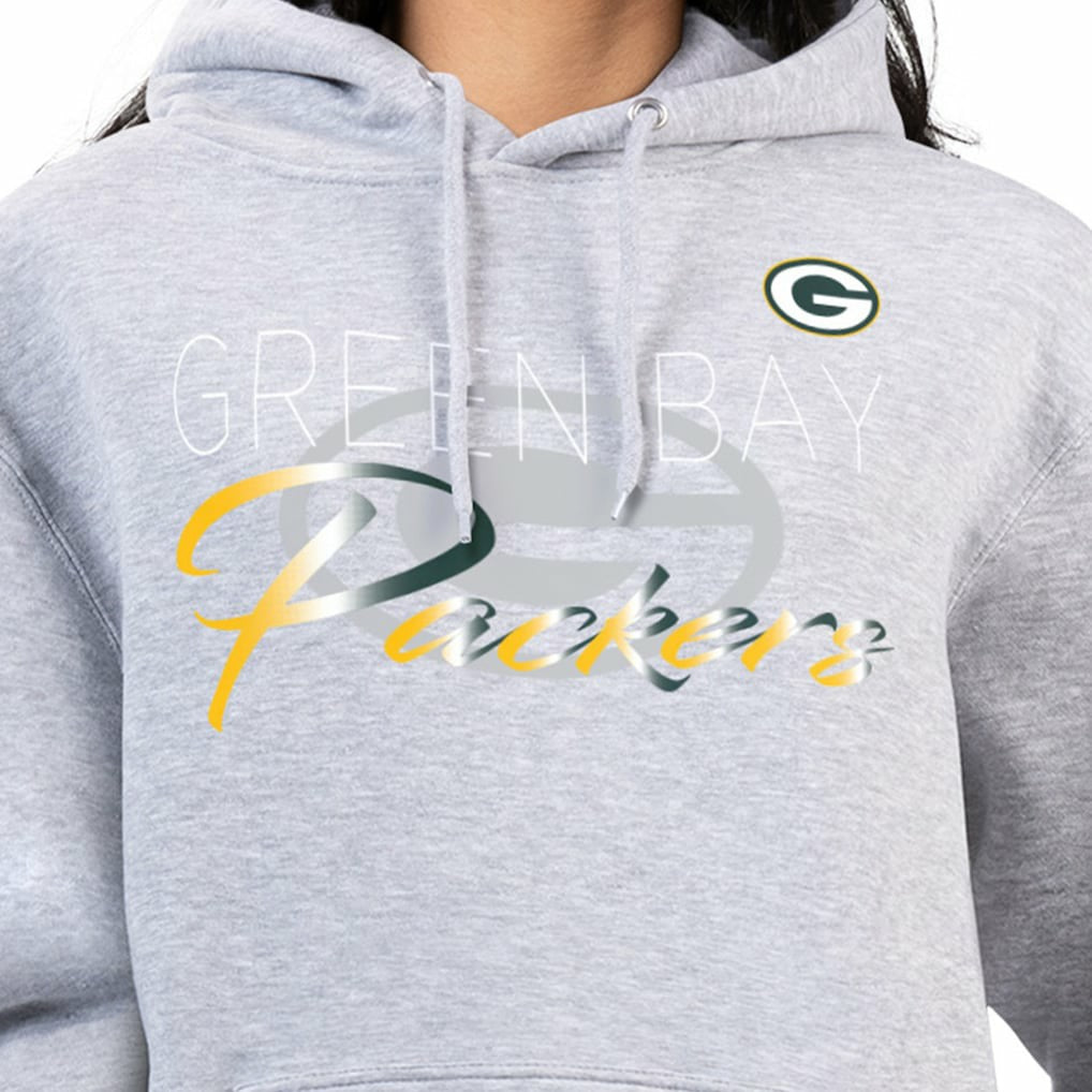 Green Bay Packers G-III 4Her by Carl Banks Women's Shadow Logo Fleece Pullover Hoodie - Gray - NFL