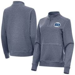 Seattle Seahawks Antigua Women's 50th Season Crush Quarter-Zip Pullover - Heather Navy - NFL