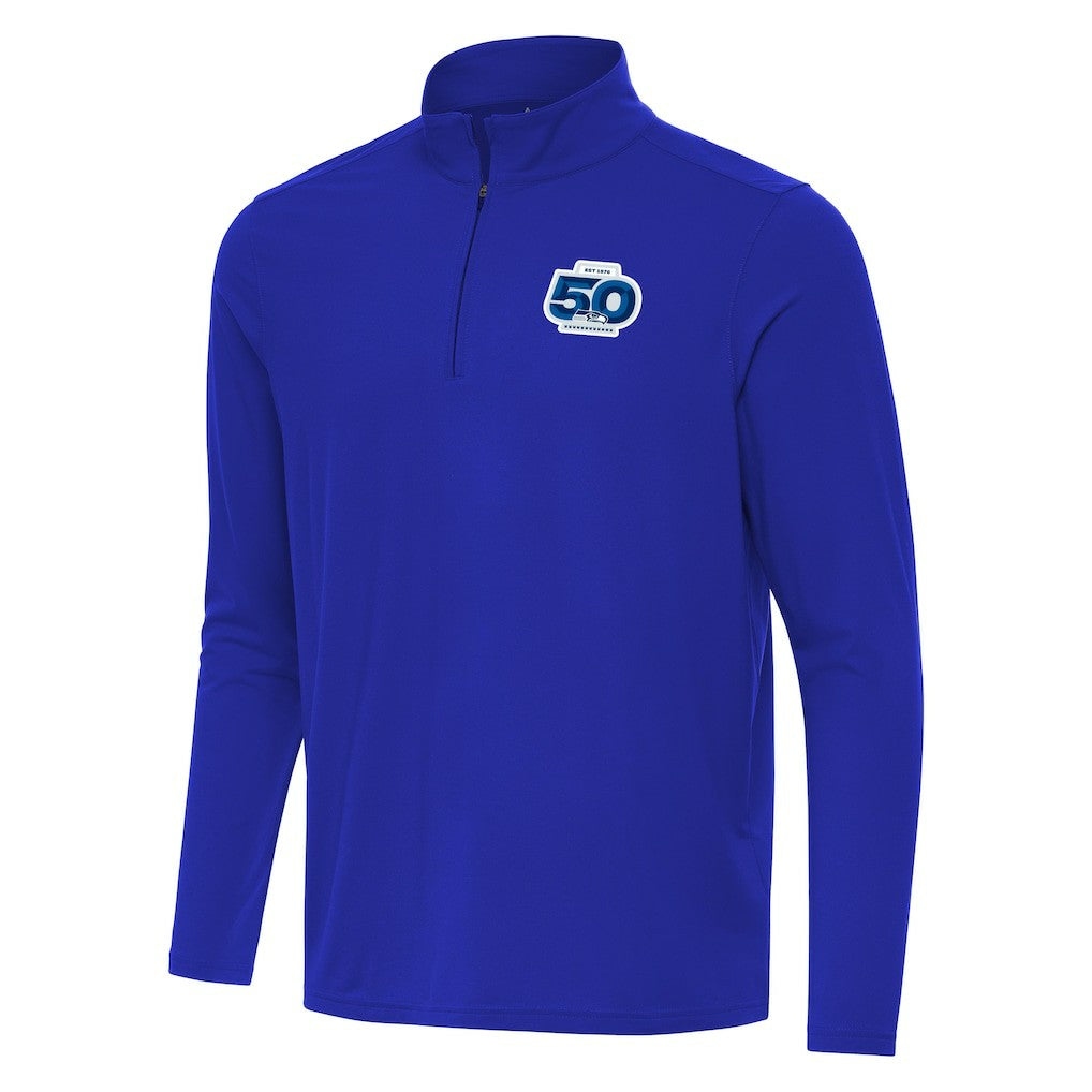Seattle Seahawks Antigua 50th Season Intent Quarter-Zip Pullover - Royal - NFL