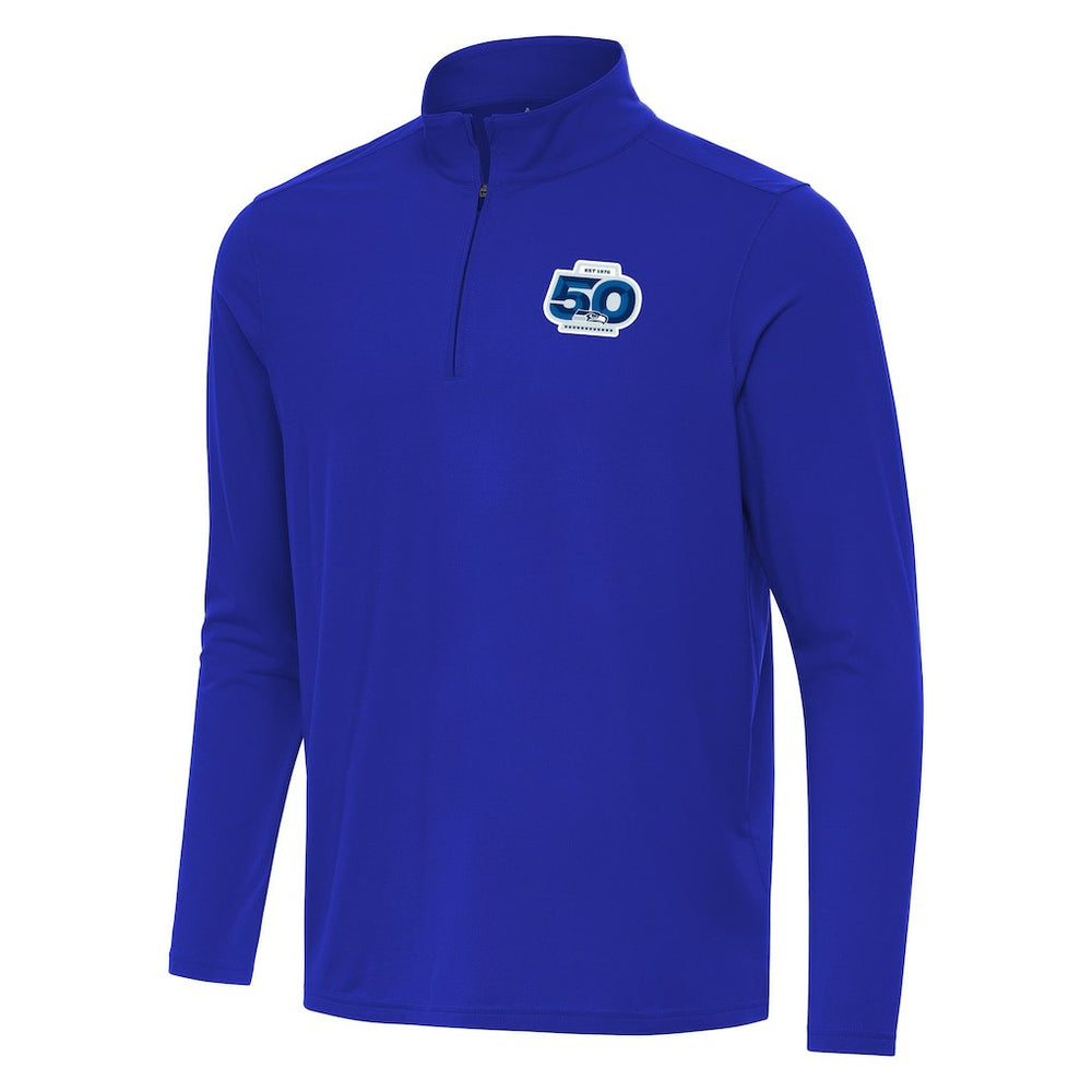 Seattle Seahawks Antigua 50th Season Intent Quarter-Zip Pullover - Royal - NFL