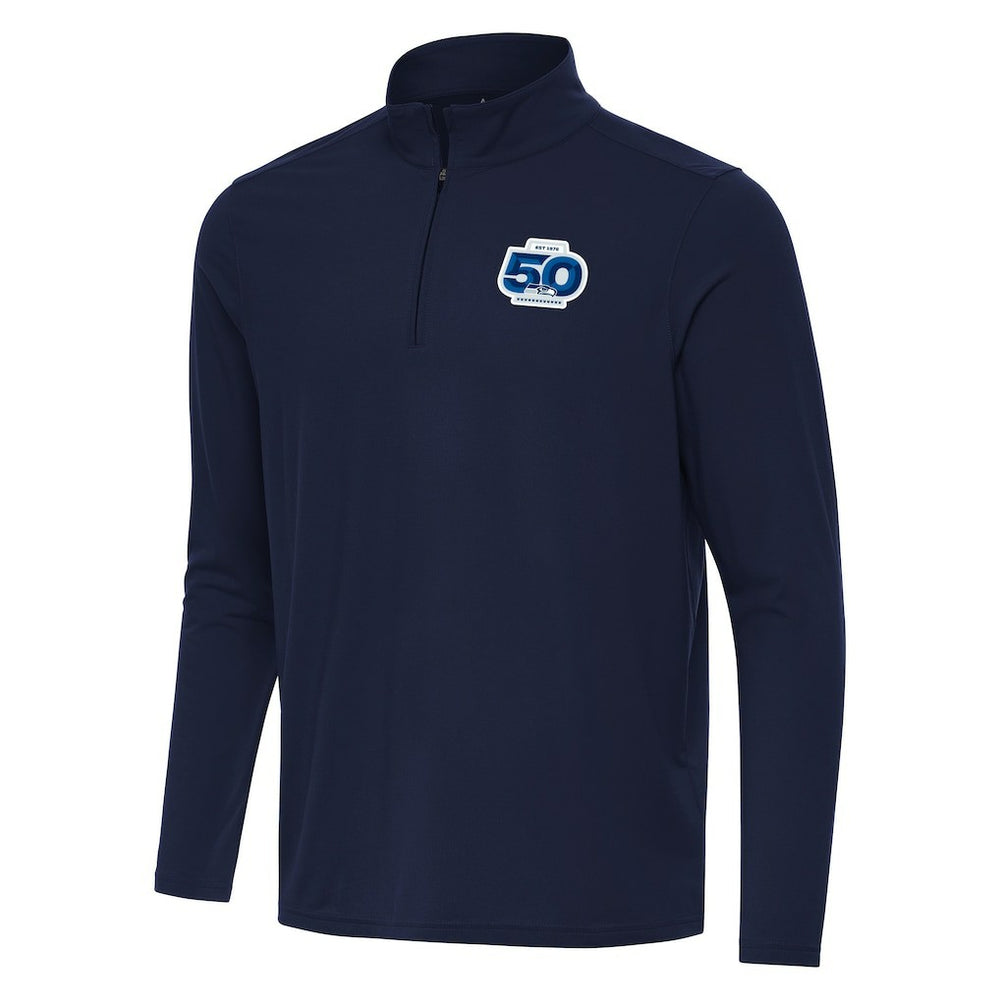 Seattle Seahawks Antigua 50th Season Intent Quarter-Zip Pullover - Navy - NFL