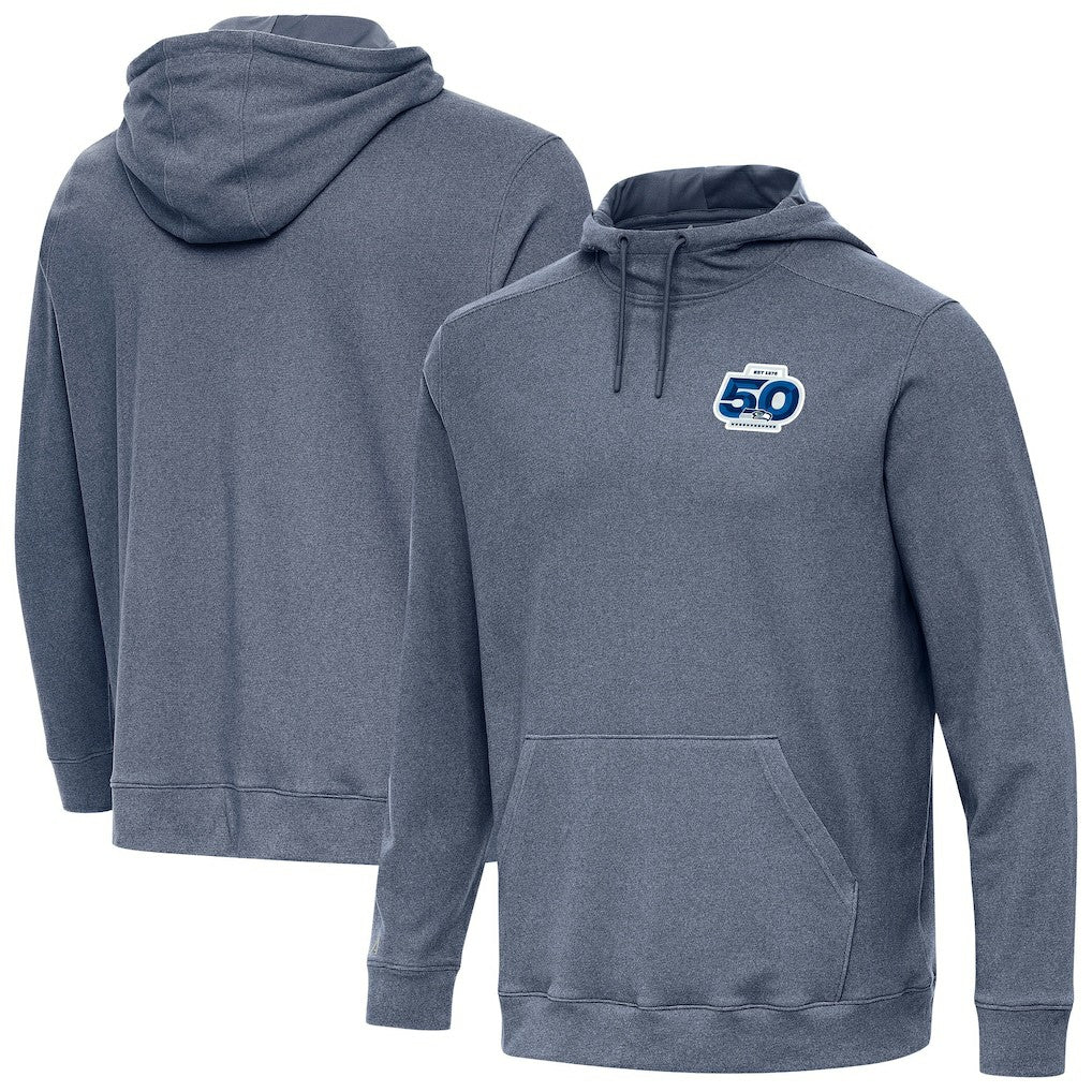 Seattle Seahawks Antigua 50th Season Cloud Pullover Hoodie - Heather Navy - NFL