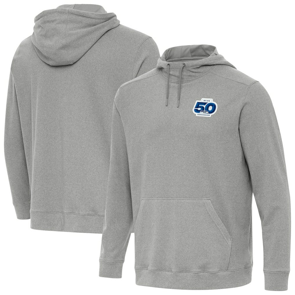 Seattle Seahawks Antigua 50th Season Cloud Pullover Hoodie - Heather Gray - NFL