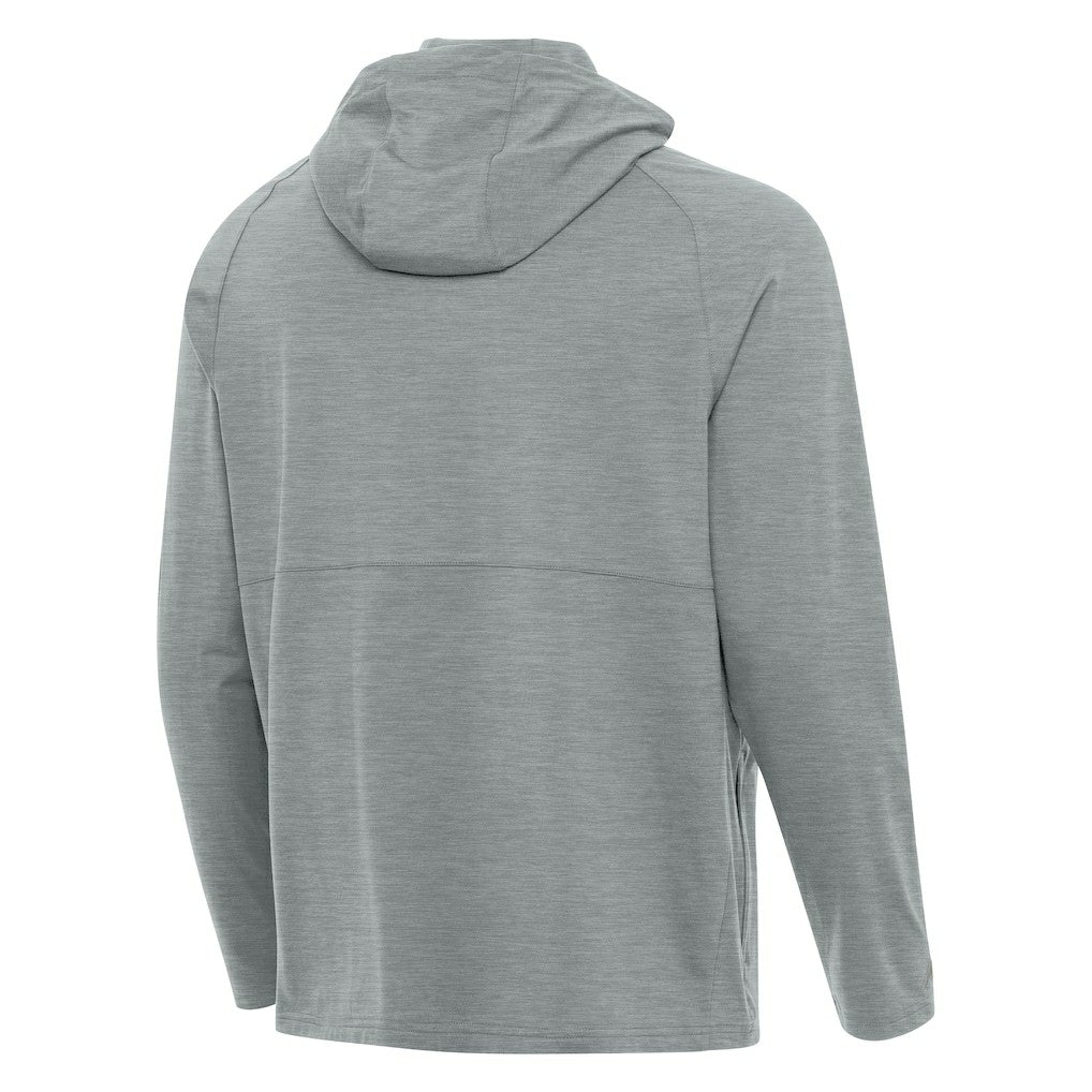 Seattle Seahawks Antigua 50th Season Spikes Raglan Quarter-Zip Hoodie - Heather Gray - NFL